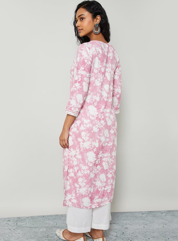 MELANGE Floral Print Straight Kurta