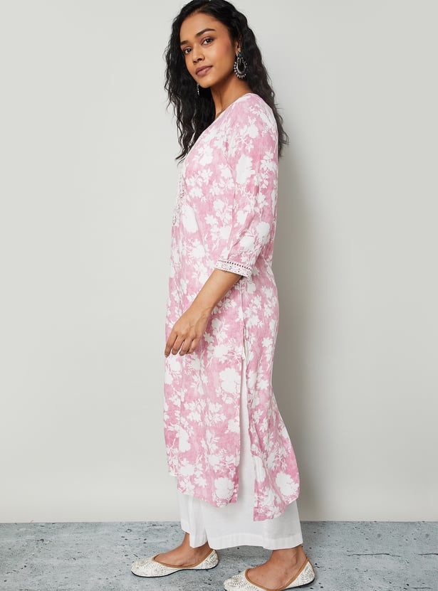 MELANGE Floral Print Straight Kurta