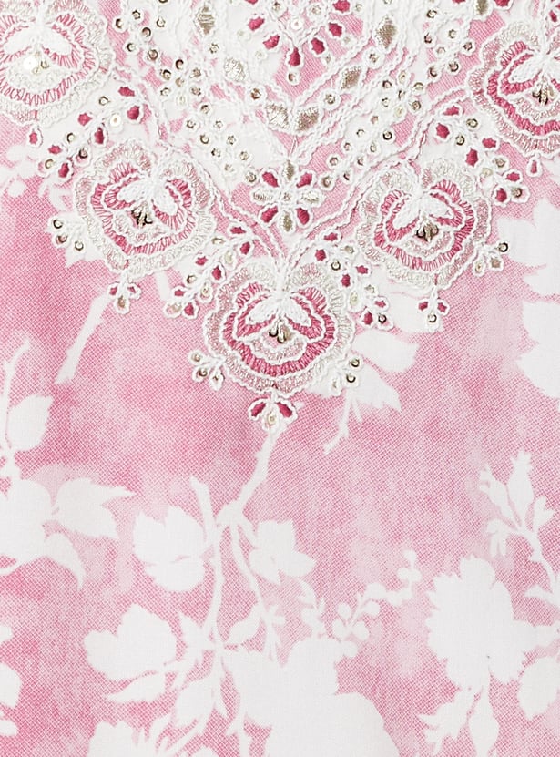 MELANGE Floral Print Straight Kurta