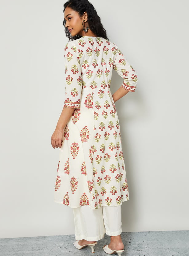 MELANGE Floral Print A-line Kurta