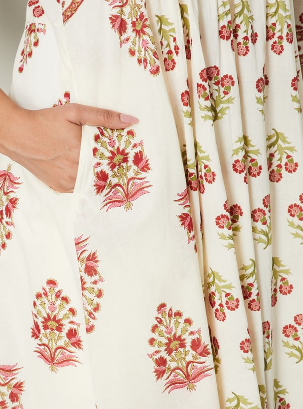 MELANGE Floral Print A-line Kurta