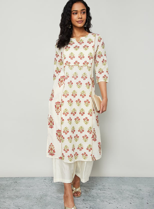 MELANGE Floral Print Straight Kurta