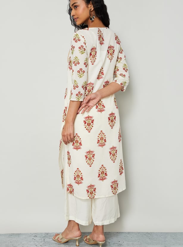 MELANGE Floral Print Straight Kurta