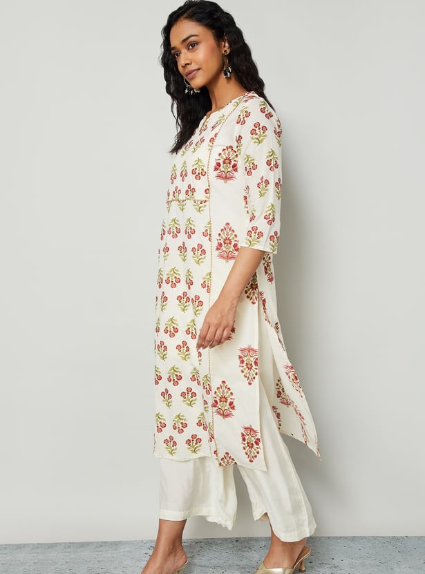 MELANGE Floral Print Straight Kurta