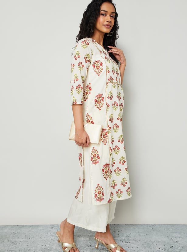 MELANGE Floral Print Straight Kurta