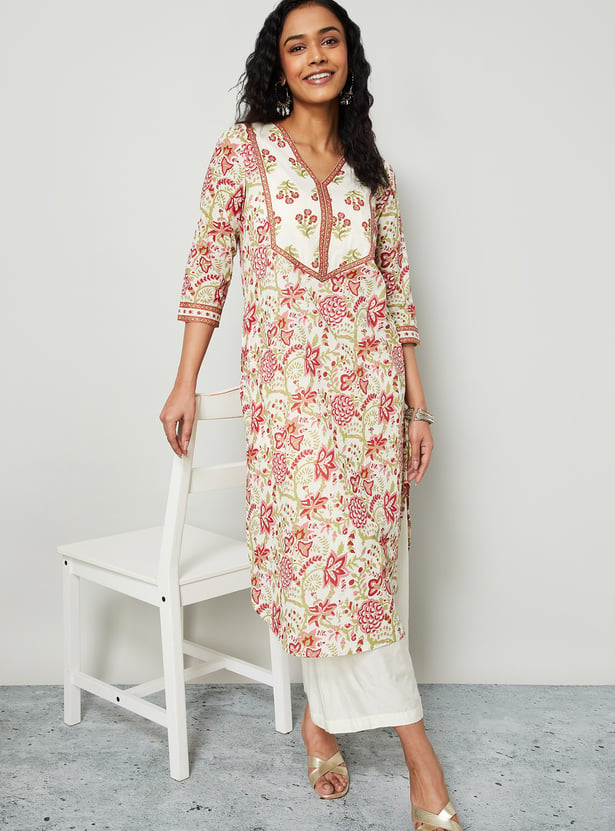 MELANGE Floral Print Straight Kurta