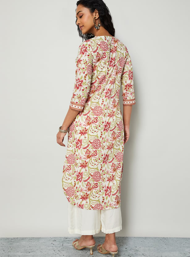 MELANGE Floral Print Straight Kurta