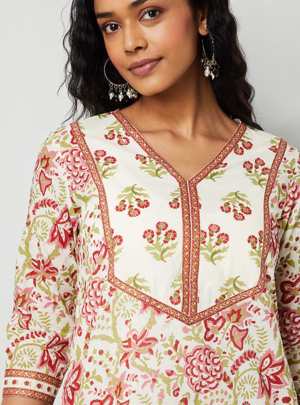 MELANGE Floral Print Straight Kurta