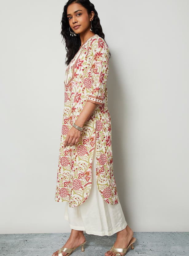 MELANGE Floral Print Straight Kurta