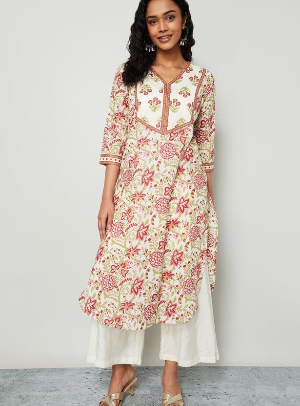 MELANGE Floral Print Straight Kurta