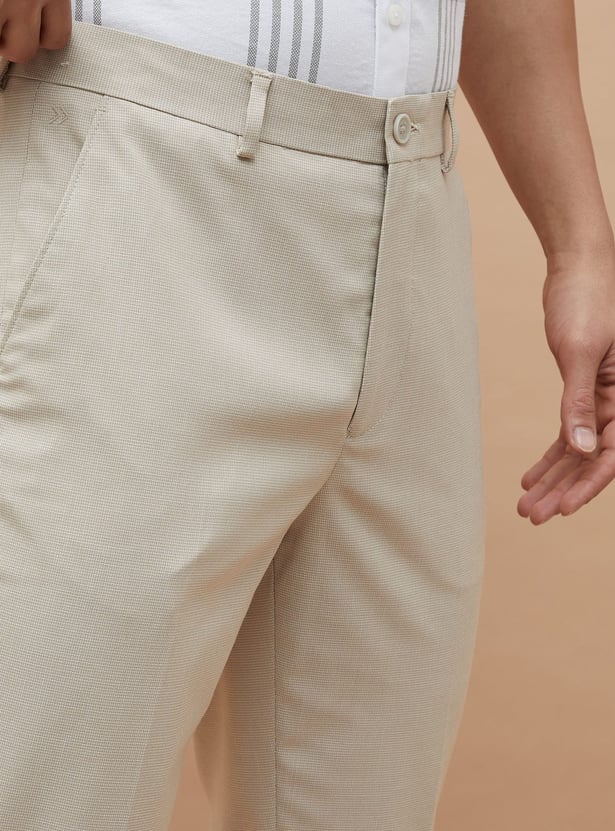 CODE Solid Regular Fit Formal Trousers