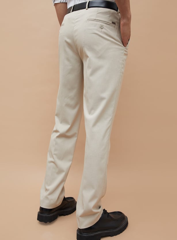 CODE Solid Regular Fit Formal Trousers