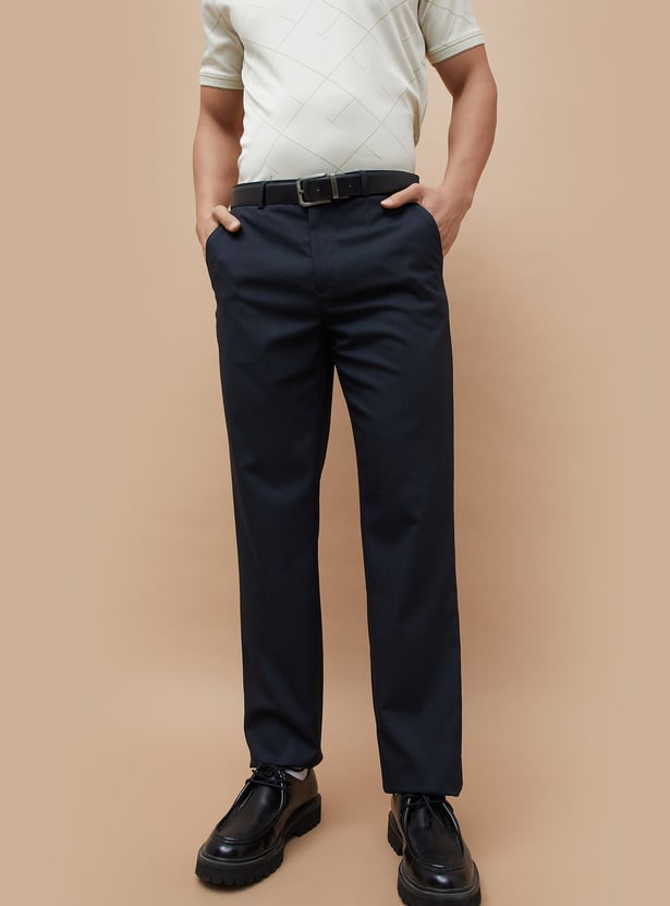 CODE Solid Regular Fit Formal Trousers