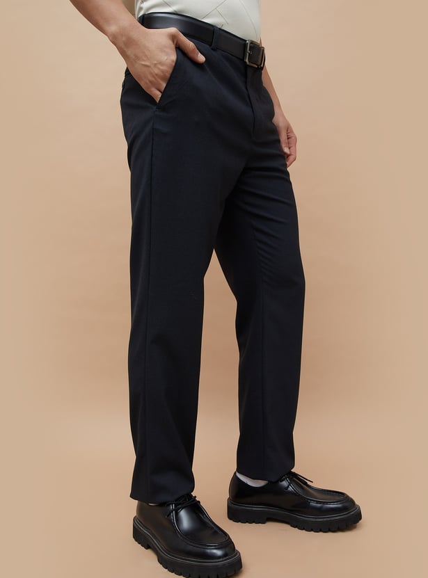 CODE Solid Regular Fit Formal Trousers