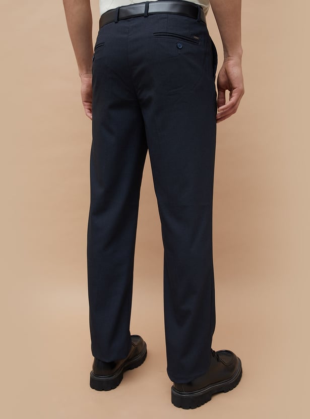 CODE Solid Regular Fit Formal Trousers