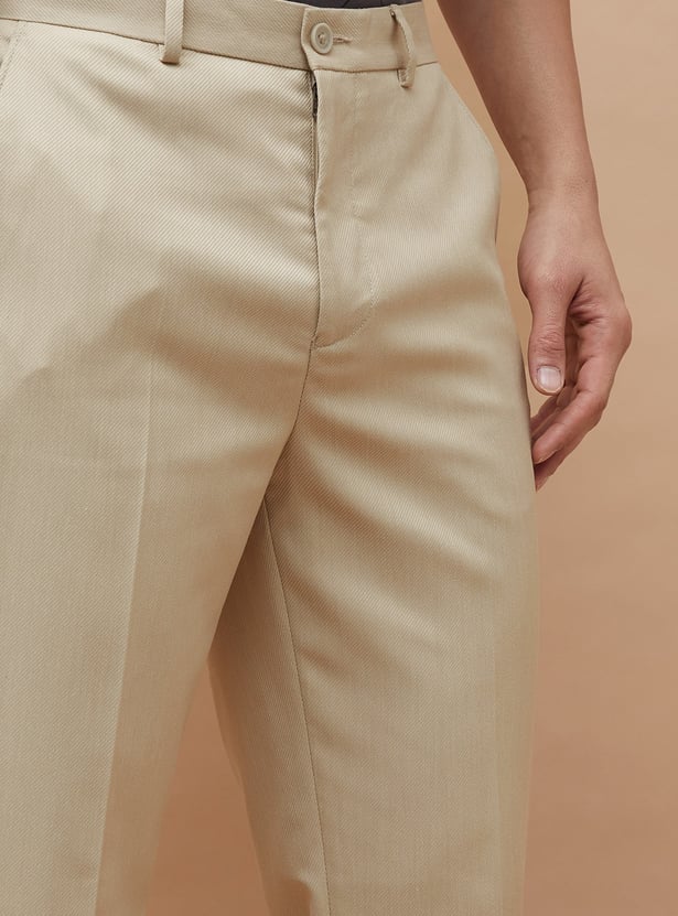 CODE Solid Regular Fit Formal Trousers