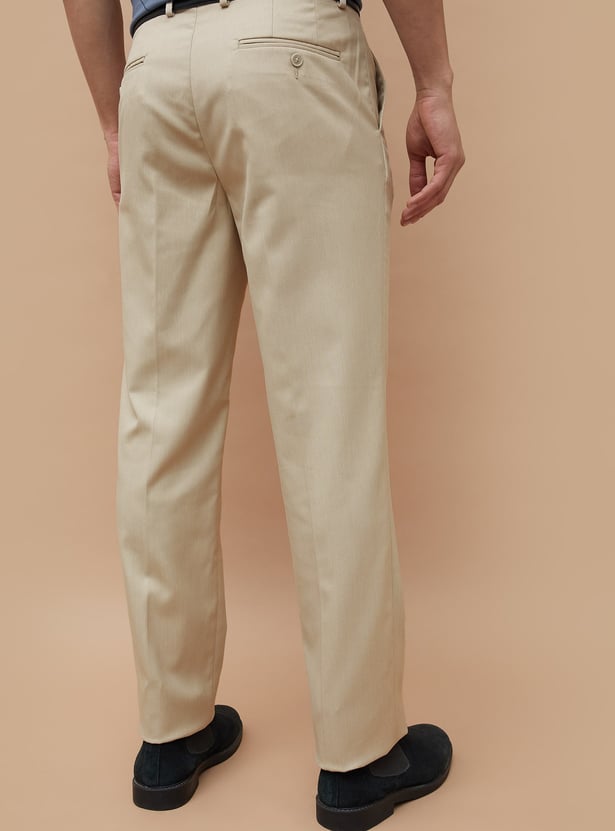 CODE Solid Regular Fit Formal Trousers