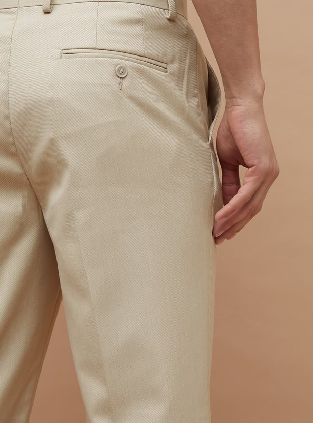 CODE Solid Regular Fit Formal Trousers