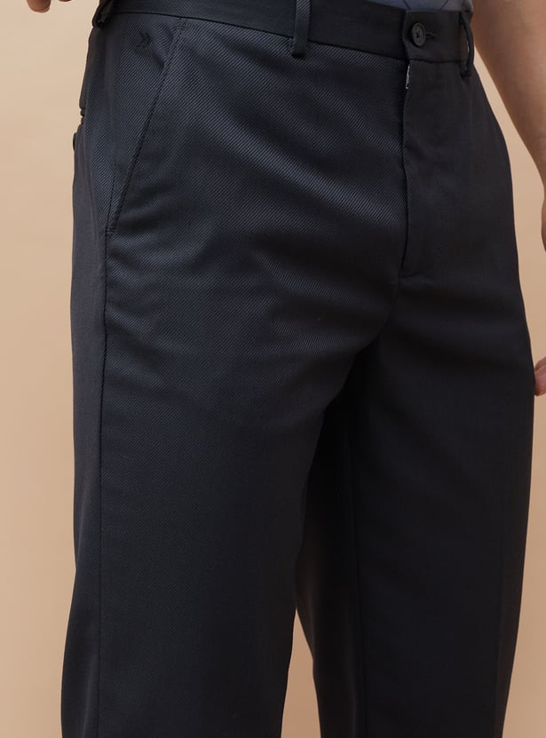 CODE Solid Regular Fit Formal Trousers