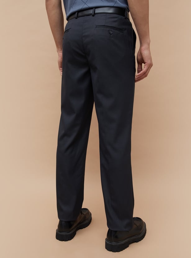 CODE Solid Regular Fit Formal Trousers