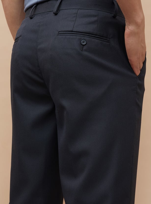 CODE Solid Regular Fit Formal Trousers