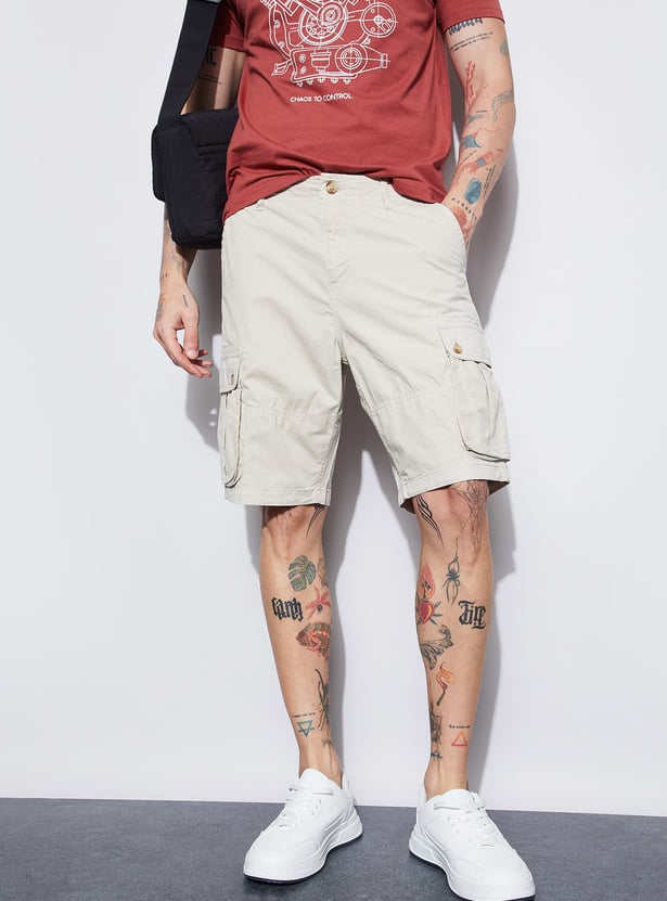 FAME FOREVER Solid Cargo Shorts