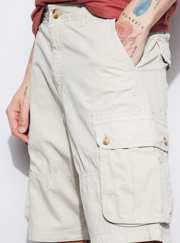FAME FOREVER Solid Cargo Shorts