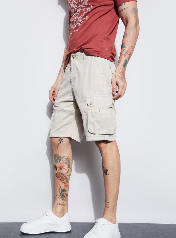 FAME FOREVER Solid Cargo Shorts
