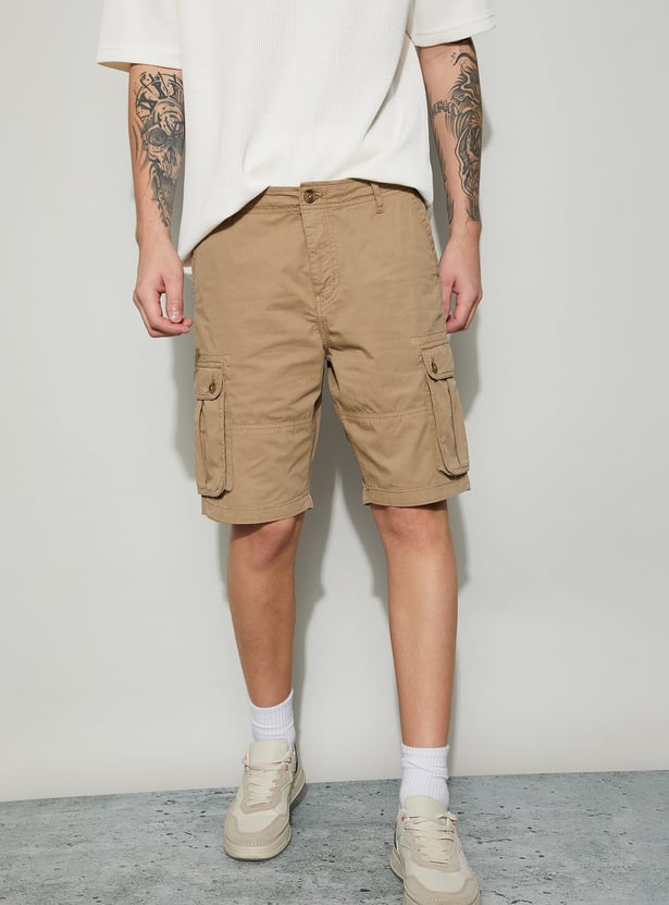FAME FOREVER Solid Cargo Shorts