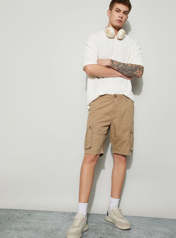 FAME FOREVER Solid Cargo Shorts