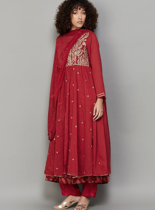 JUNIPER Embroidered Layered Anarkali Kurta Set