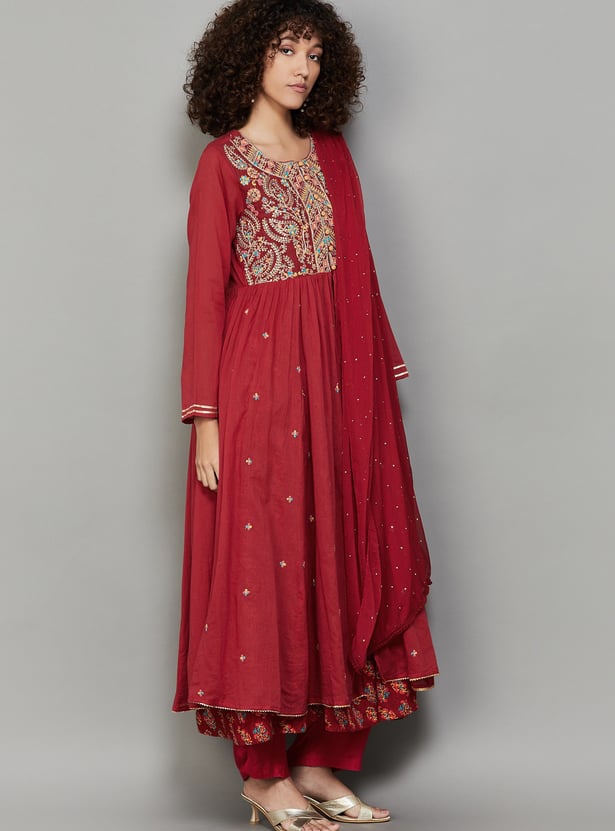 JUNIPER Embroidered Layered Anarkali Kurta Set