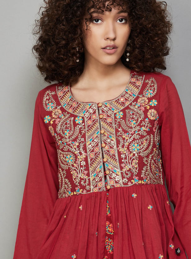 JUNIPER Embroidered Layered Anarkali Kurta Set