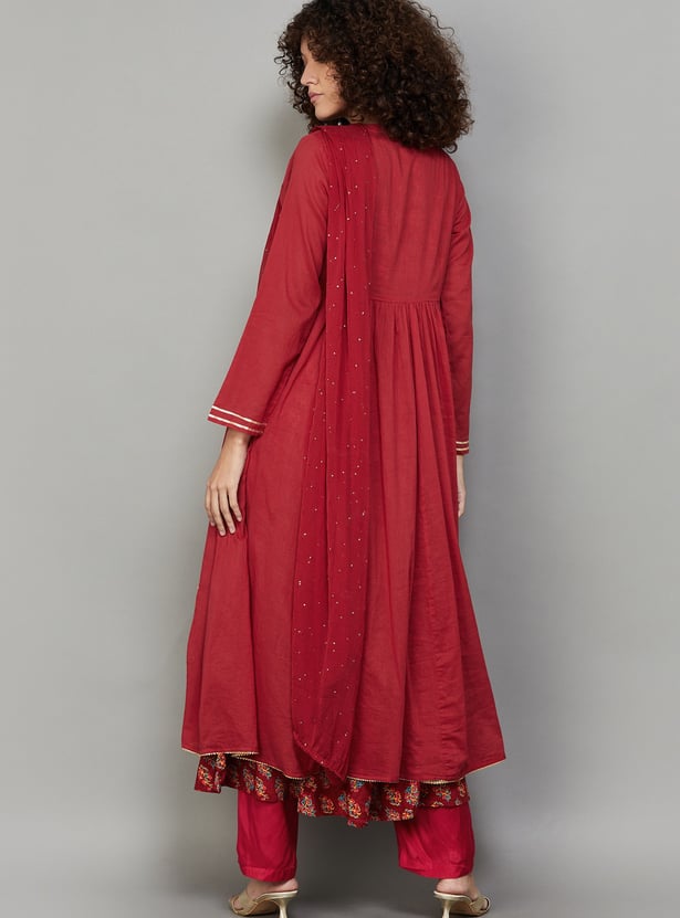 JUNIPER Embroidered Layered Anarkali Kurta Set