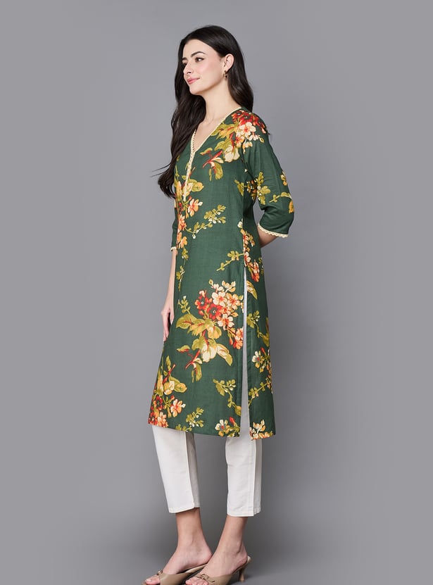 BIBA Floral Print Straight Kurta