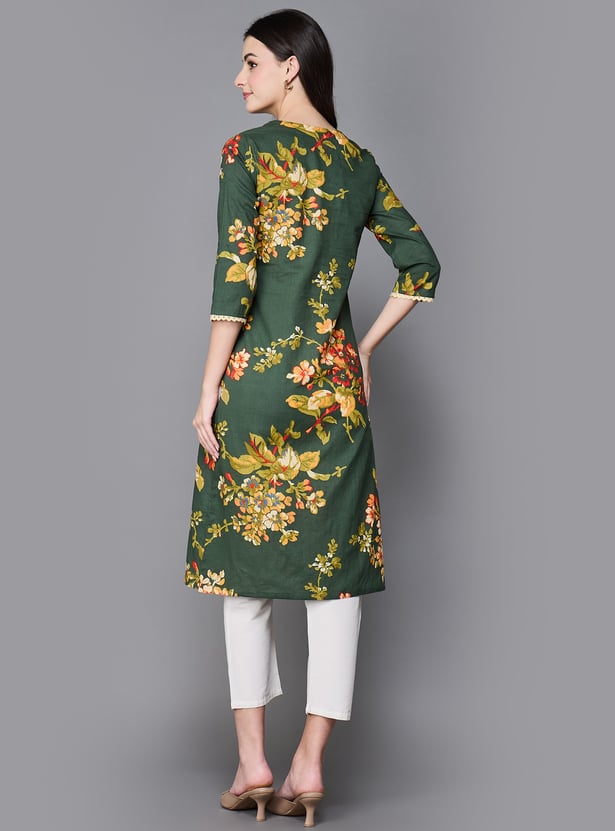 BIBA Floral Print Straight Kurta
