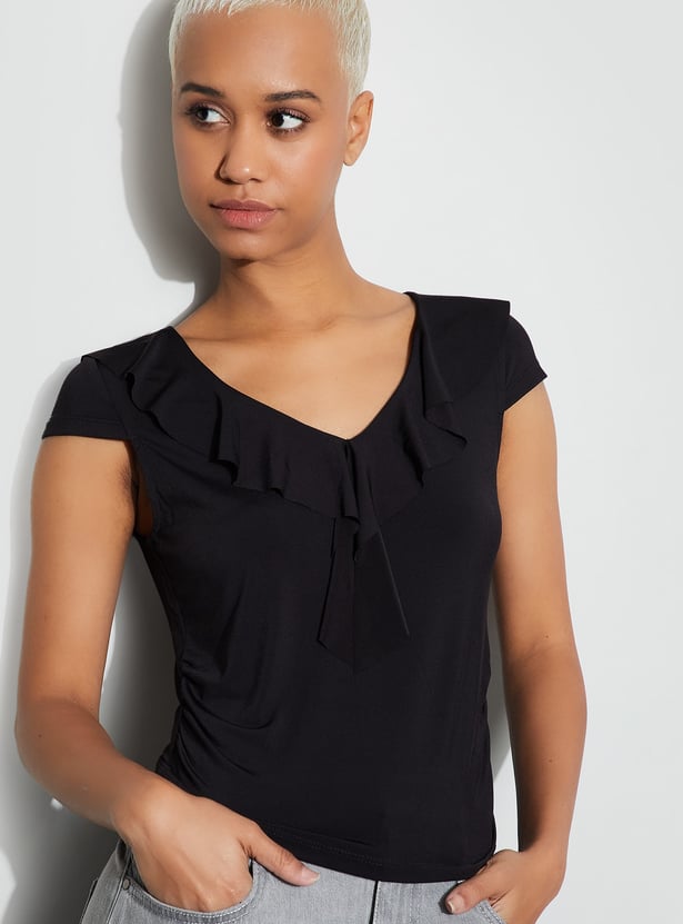 トップス bdgl Buy GINGER Ruffled Cap Sleeve Top from Ginger at just INR 999.0