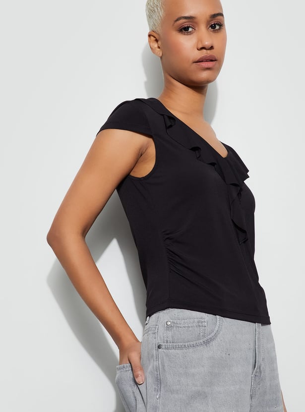 Buy GINGER Ruffled Cap Sleeve Top from Ginger at just INR 999.0
