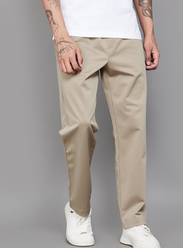 CELIO Solid Slim Tapered Trousers
