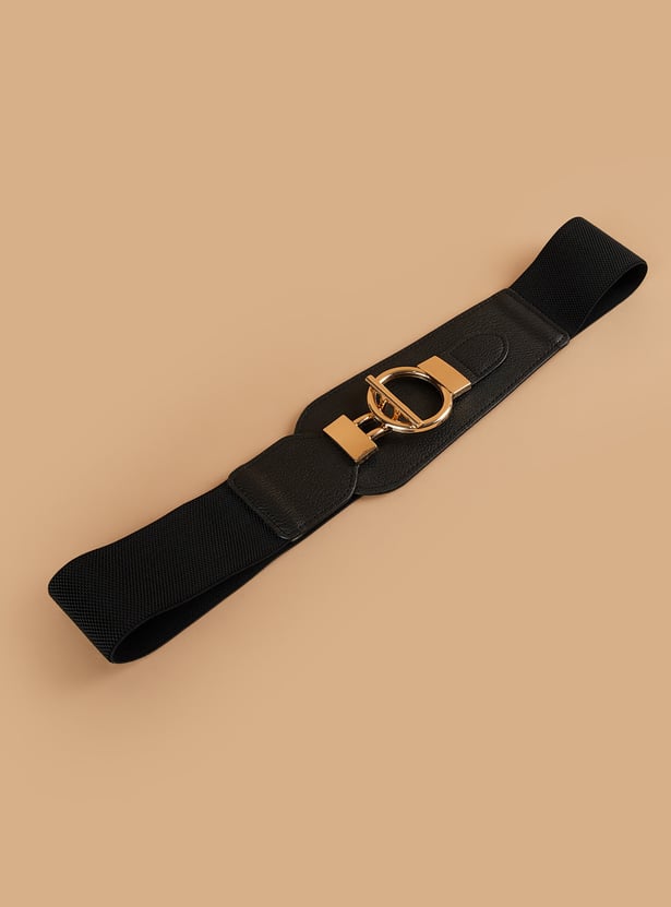 GINGER Woven Stretch Belt with Toggle Clasp