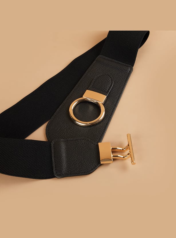 GINGER Woven Stretch Belt with Toggle Clasp
