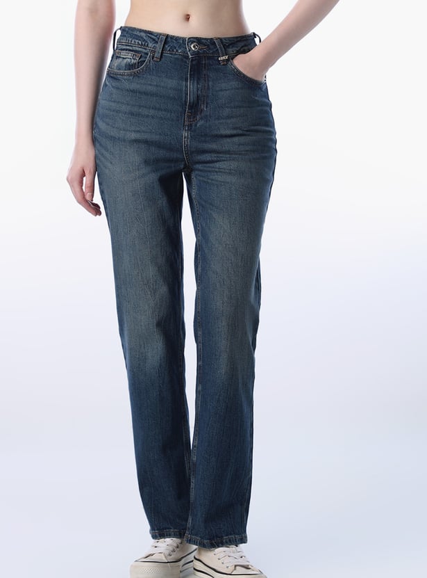 ONLY Solid Straight Fit Jeans