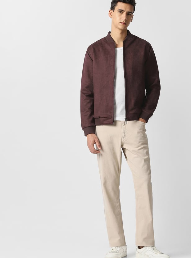 V DOT Faux Suede Bomber Jacket