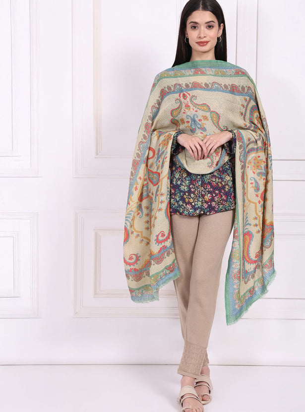 W Paisley Print Shawl