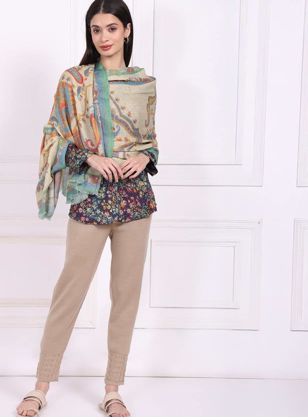W Paisley Print Shawl