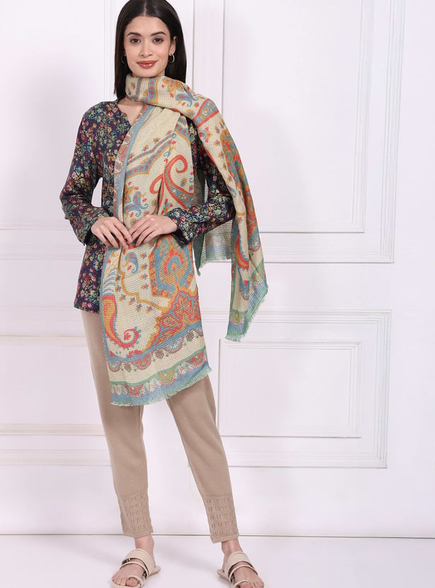 W Paisley Print Shawl