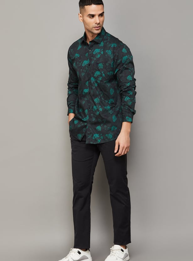 ALLEN SOLLY Floral Print Slim Fit Shirt
