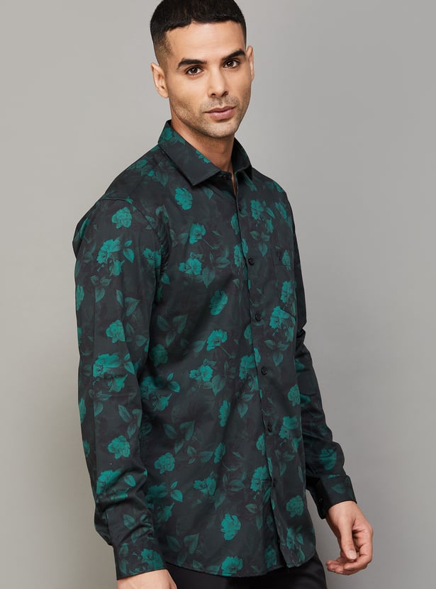 ALLEN SOLLY Floral Print Slim Fit Shirt