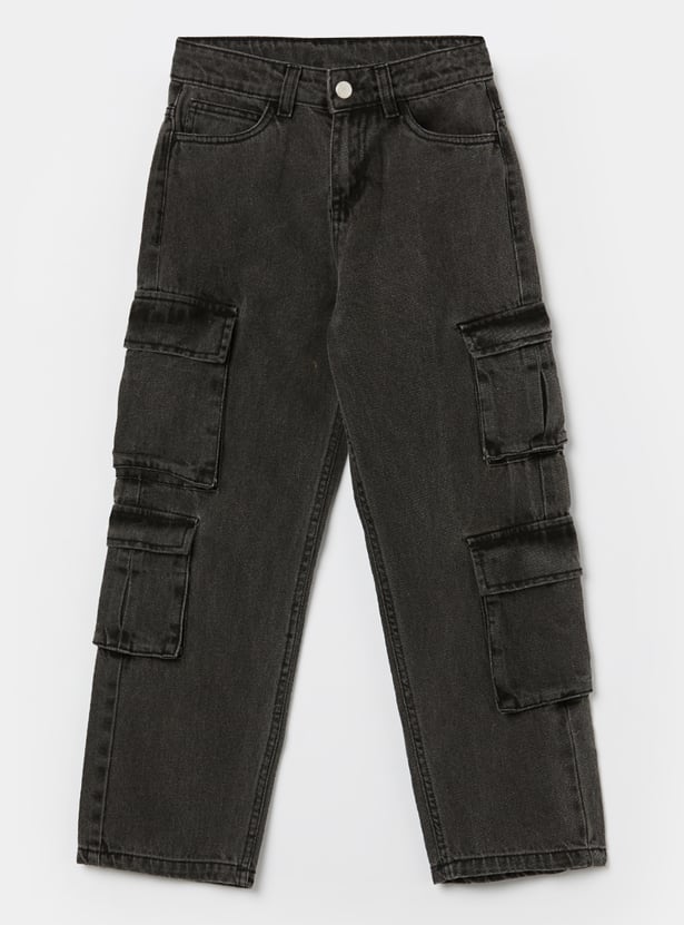 FAME FOREVER Boys Washed Cargo Jeans