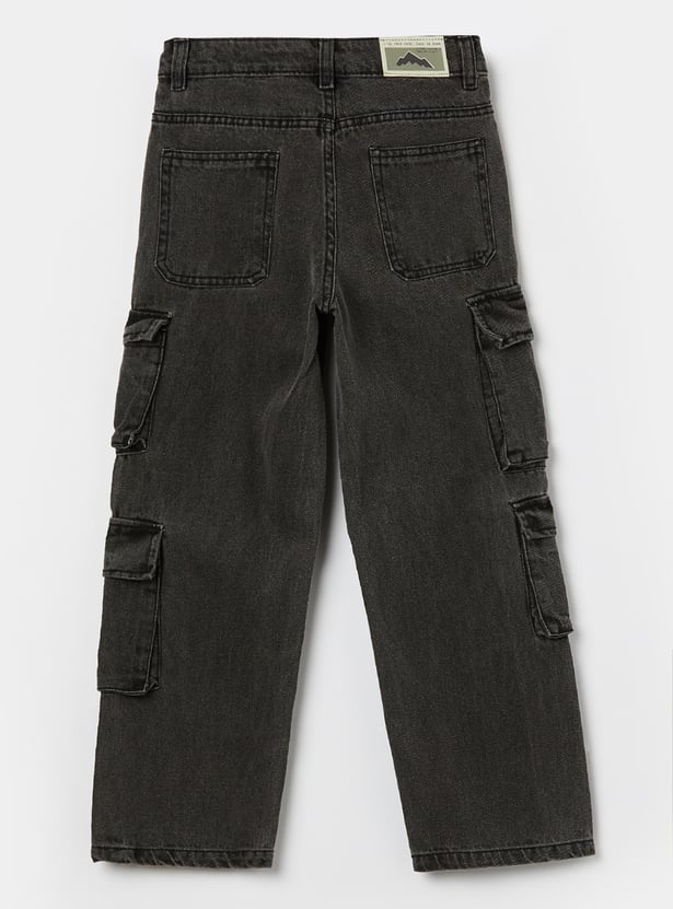FAME FOREVER Boys Washed Cargo Jeans